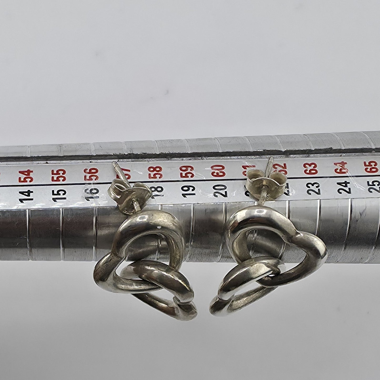 Sterling Silver Linked Double Heart Post Earrings 925 Chunky Modern Love