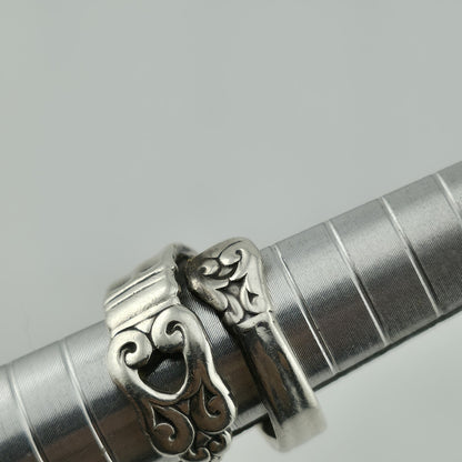 Vintage Cellini 925 Sterling Silver Spoon Scroll Wrap Ring Adjustable Adjustable