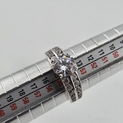 Sterling Silver Cubic Zirconia Engagement Wedding Ring 7 Solitaire Style 925