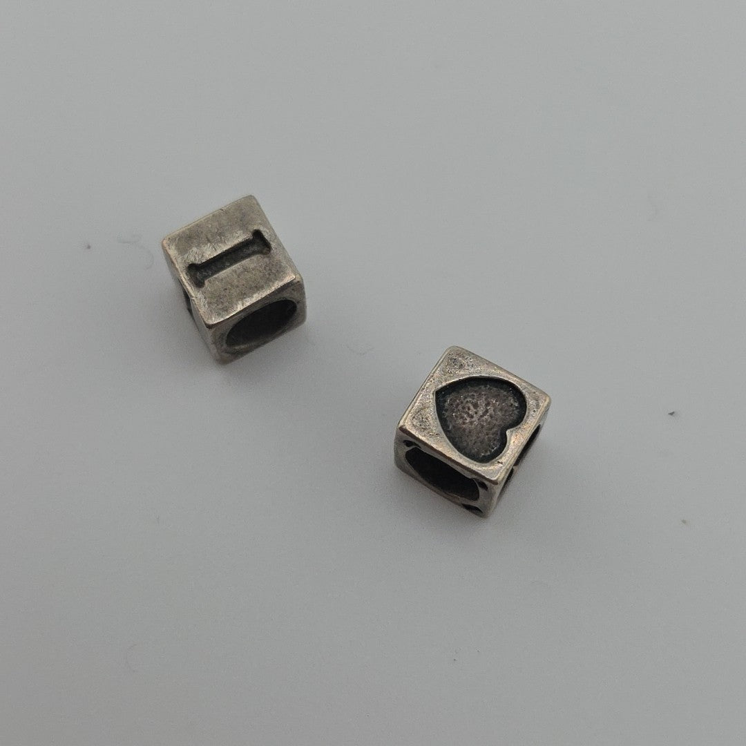 925 STERLING SILVER I Heart ❤️  BEADS For  NECKLACE Bracelet LOVE Jewelry