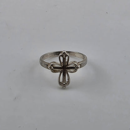 sterling silver Ring filigree cross Size 7 Religious Jesus Christianity 925 VTG
