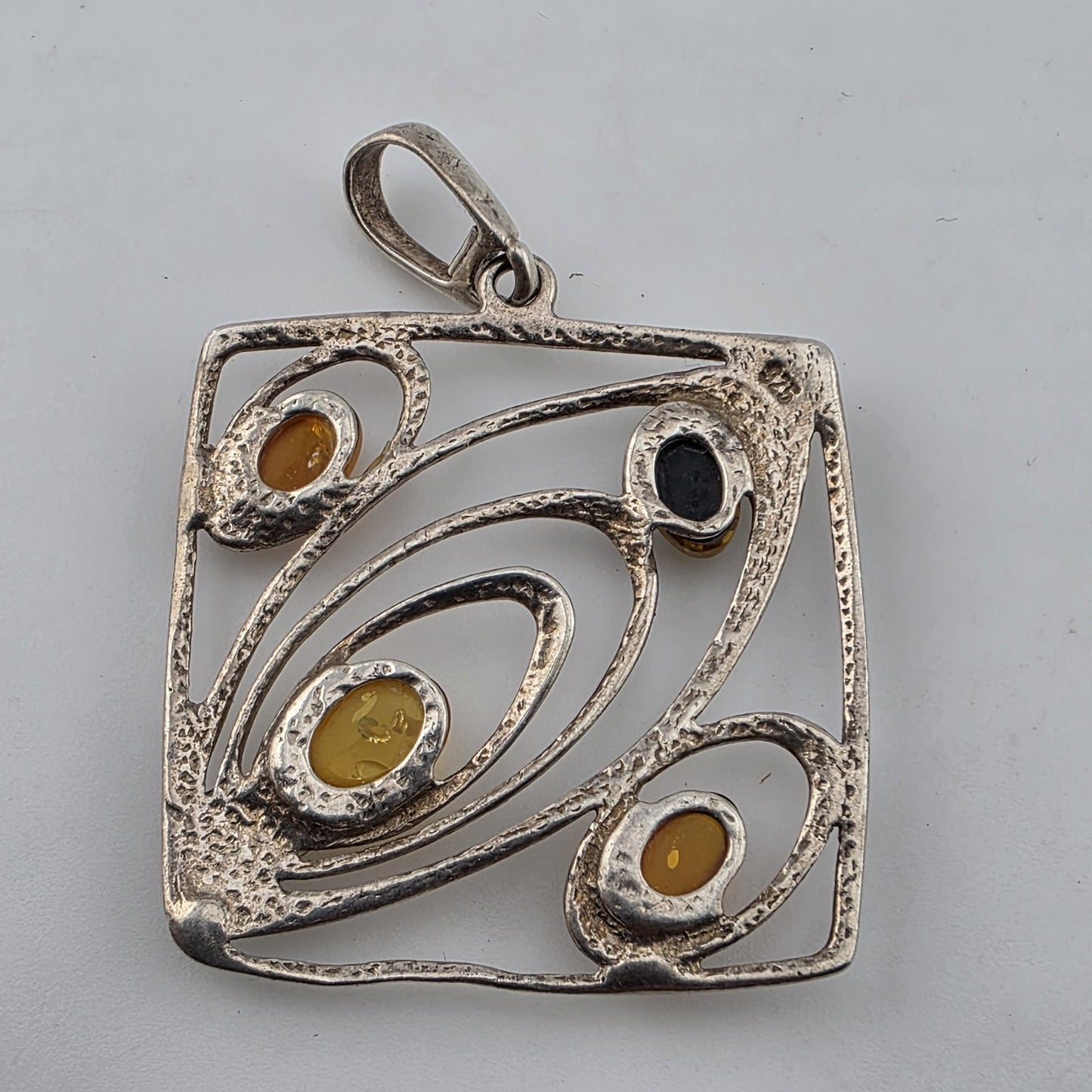 Baltic Amber Stone 925 Sterling Silver Pendants 30mm x 30mm MCM Vibes