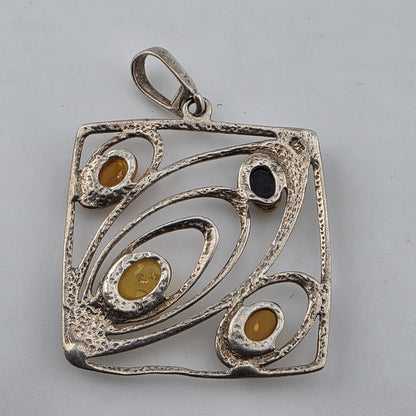 Baltic Amber Stone 925 Sterling Silver Pendants 30mm x 30mm MCM Vibes