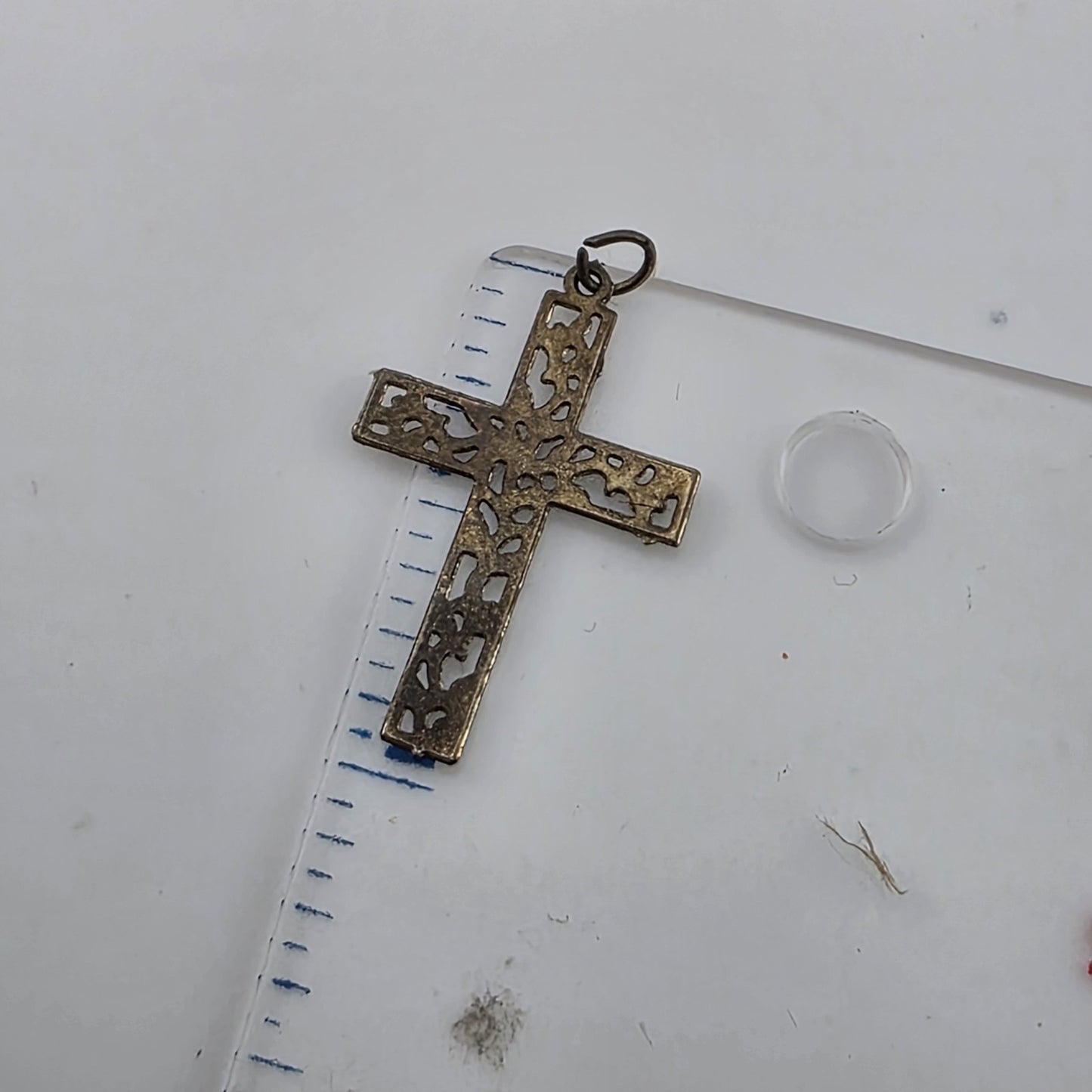 Sterling Silver Filigree Cross Pendant .75" Dainty Cute Floral Christianity Cath