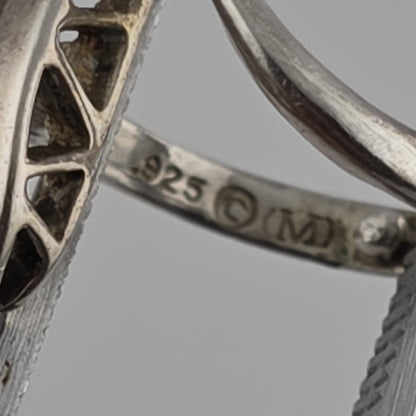 925 Sterling Silver Ring Pear Cut Amethyst Unique Modernist 3.25 Vintage Artisan