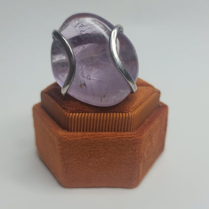 Vintage Bali Amethyst Chunky Ring 950 Silver Modernist Statement Size 9