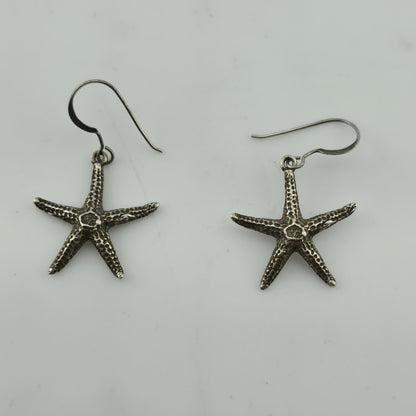 Starfish Earrings 925 Sterling Silver Dangle Drop Nautical Ocean Jewelry