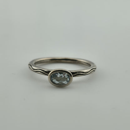 Sterling Silver Ring Blue Stone Size 9.25 Stackable Dainty Cute Artisan