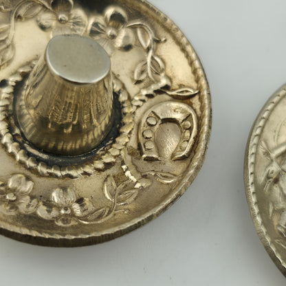 Mexico Silver Sombrero Hat Dangle Earrings Southwestern  Vintage