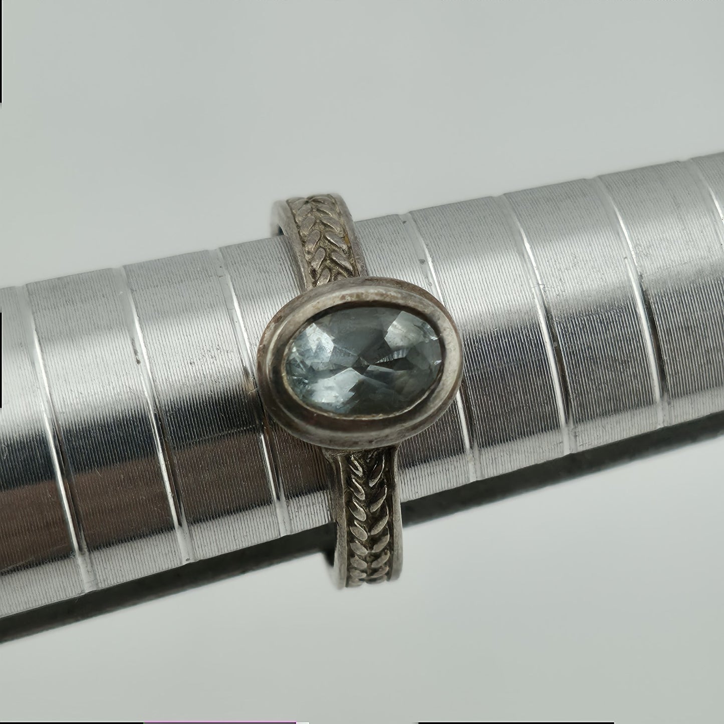 SeidenGang Ring Sterling Aquamarine Blue Stone Size 5.75 Patina