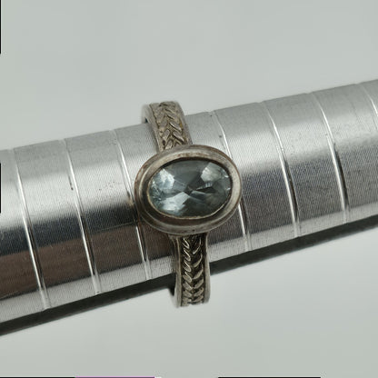 SeidenGang Ring Sterling Aquamarine Blue Stone Size 5.75 Patina