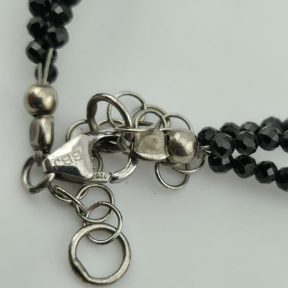 Thai Black Spinel Bead Necklace 3-Layer Necklace in 925 Sterling 18 in 55 ctw