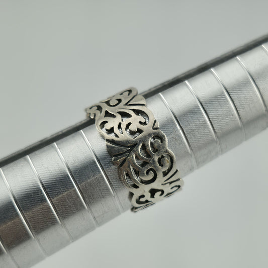 Sterling Silver 925 Band Ring Size 7 Vintage Openwork Filigree Artisan