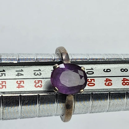 925 Sterling Silver Ring Purple AMETHYST  Stone Size 5.75 Tested Patina tarnish