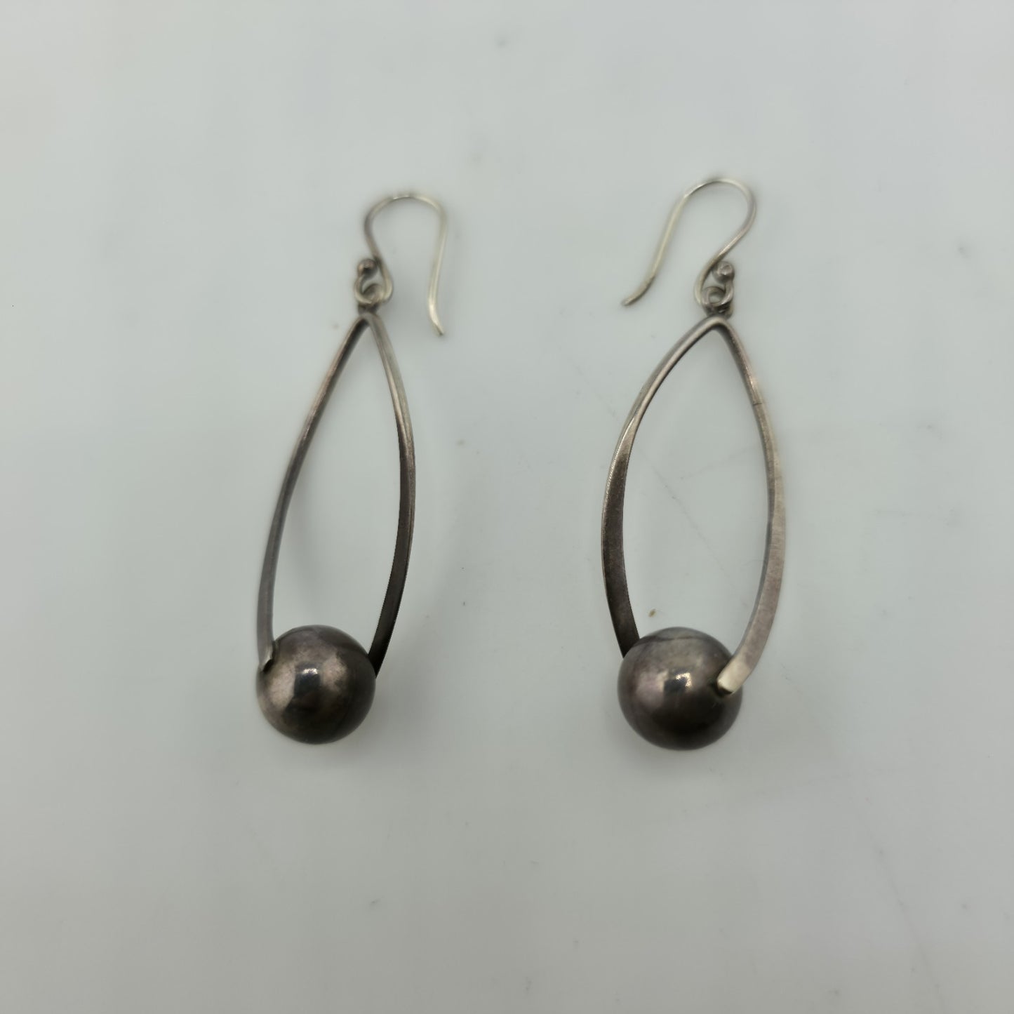 Sterling Silver Earrings Twist and Ball Drop and Dangle Shepherd Hook ATI Mexico