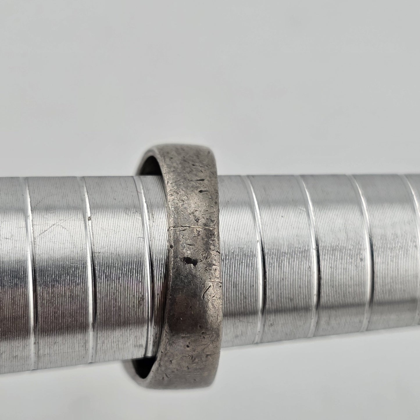 Ring Modernist Sterling Silver green Malachite Band  7 Chipped Stone Vintage