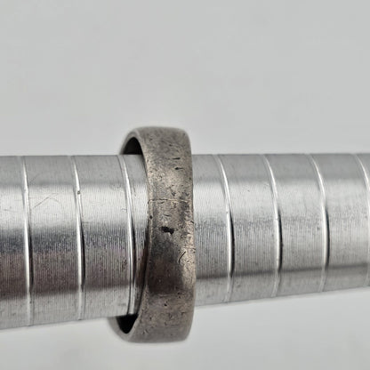 Ring Modernist Sterling Silver green Malachite Band  7 Chipped Stone Vintage