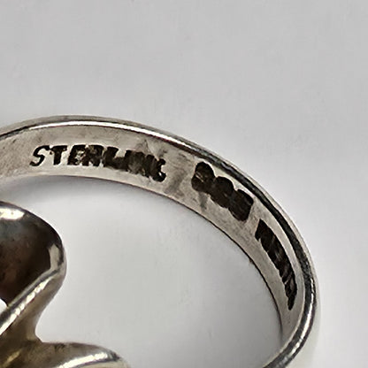 Mexican Fire Opal 925 Sterling Silver Belcher Ring Sz 7.25 Vintage Boho Jewelry