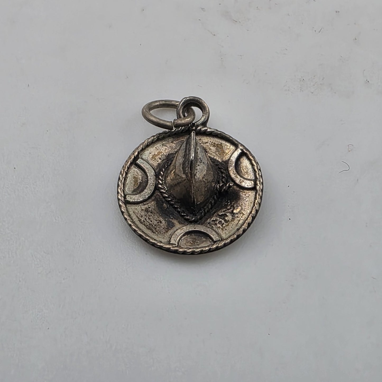 Mexico Sterling Silver Sombrero Hat Charm Vintage Patina 925