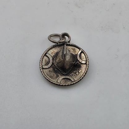 Mexico Sterling Silver Sombrero Hat Charm Vintage Patina 925
