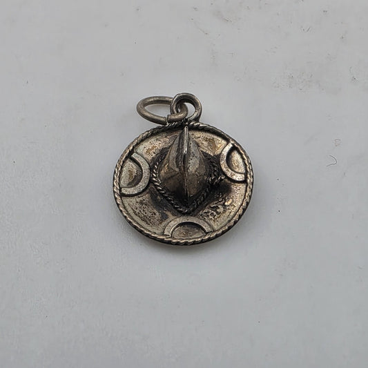Mexico Sterling Silver Sombrero Hat Charm Vintage Patina 925