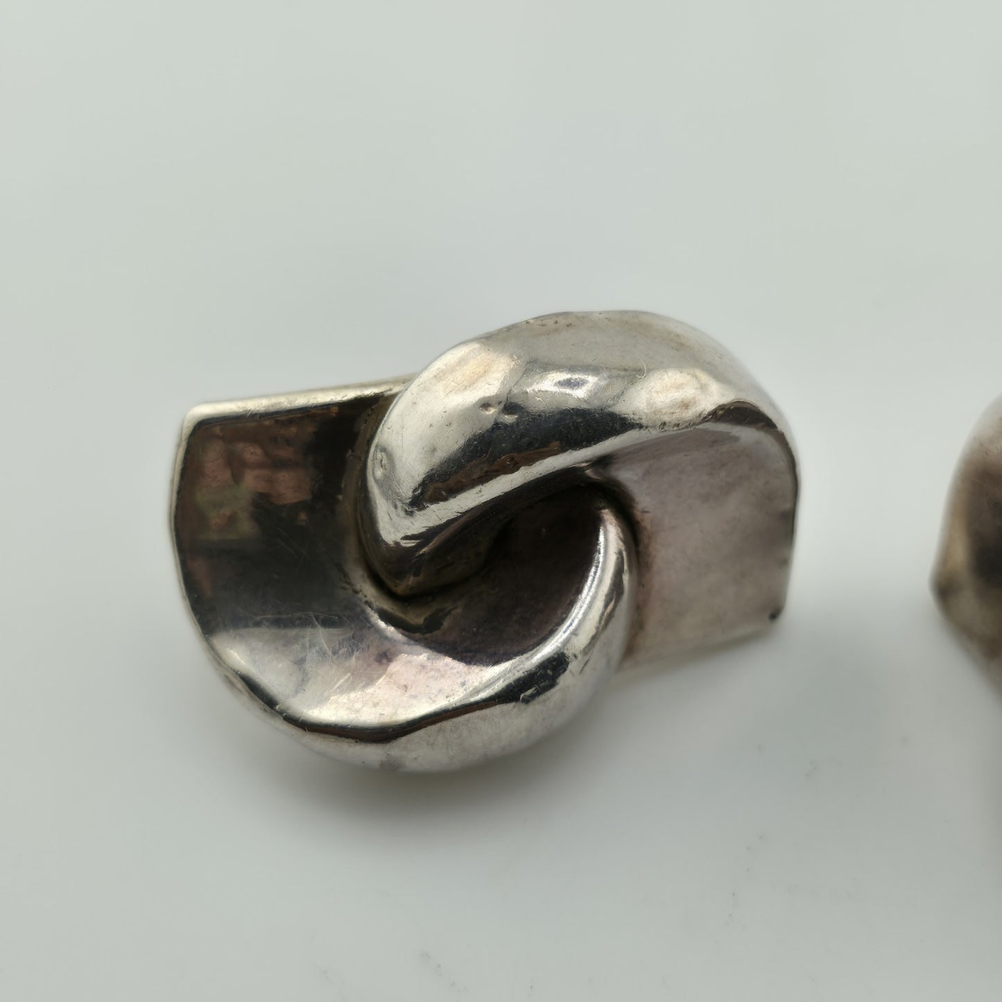 Sterling Silver Earrings 925 Israel Puff Hollow Abstract Vintage Rare