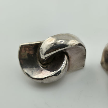 Sterling Silver Earrings 925 Israel Puff Hollow Abstract Vintage Rare
