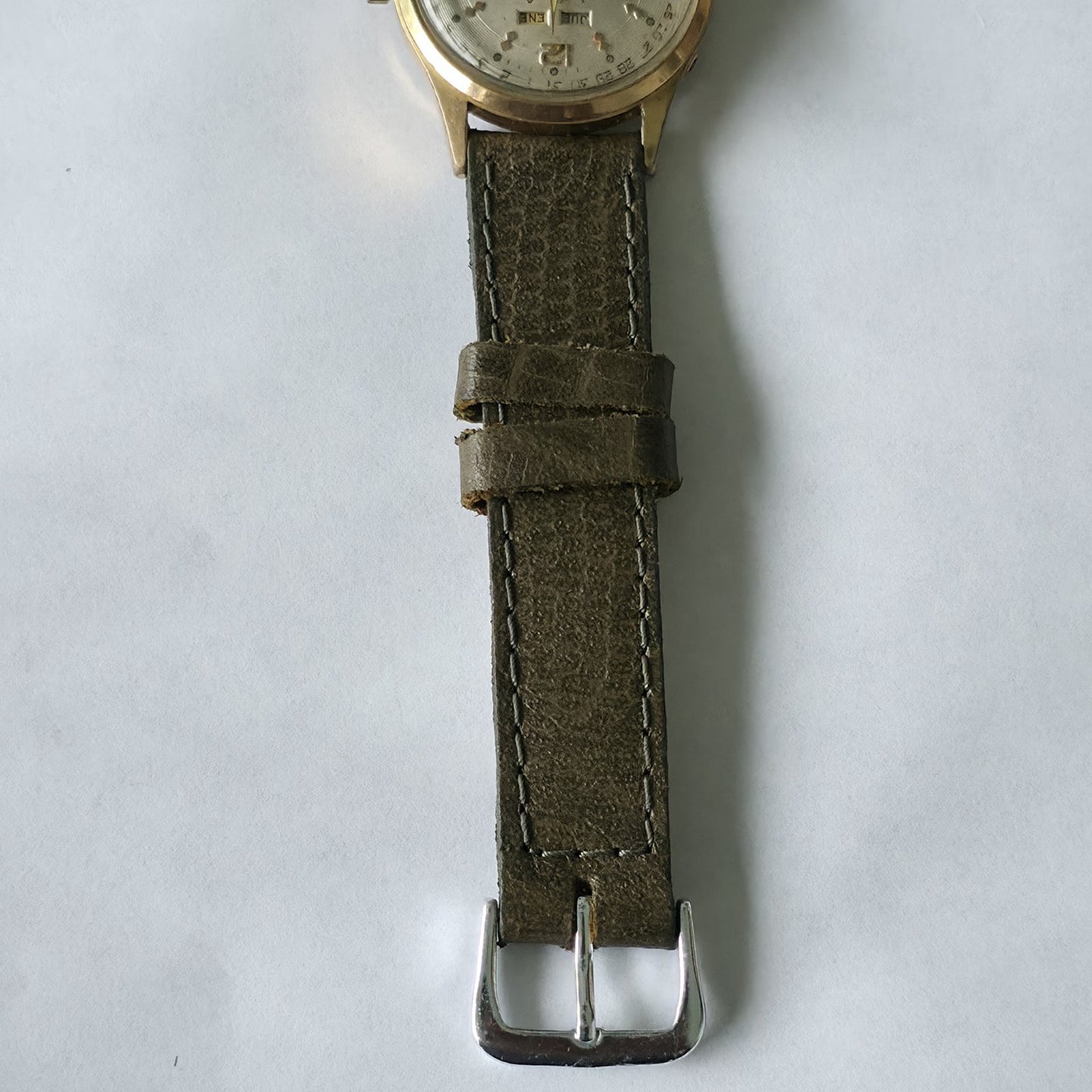 Invicta Triple Calendar Watch 1950s Vintage Champagne Dial Rare Manual Wind Work