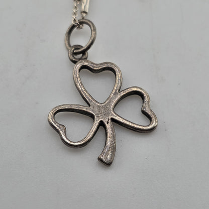 925 Sterling Silver Clover Charm Irish Shamrock Charm Jewelry 20in Chain