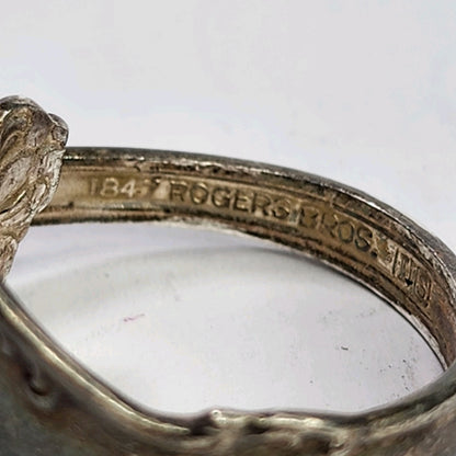 Vintage Signed Rogers Bros 1847 Spoon Ring 925 Sterling Silver Size Adjustable