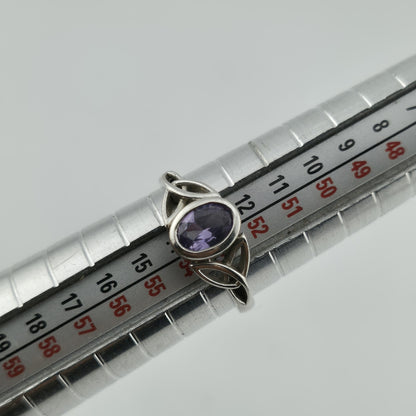 Sterling Silver Ring 925 Celtic Trinity Knot purple Amethyst Stone Size 6.5