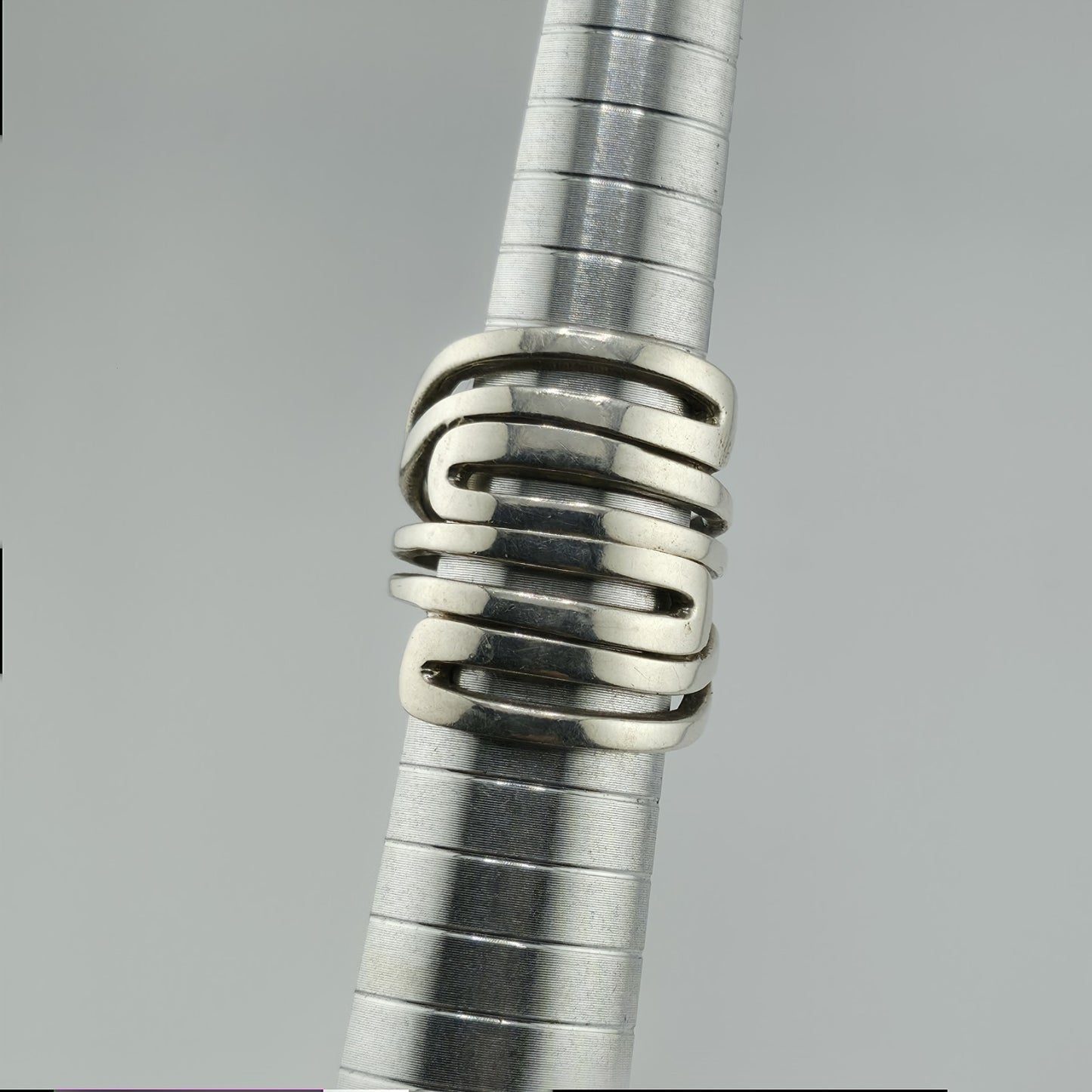 Silpada Ring Heavy Sterling Silver Bold MODERN MAZE 1" Wide Size 7 Retired