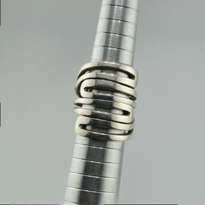 Silpada Ring Heavy Sterling Silver Bold MODERN MAZE 1" Wide Size 7 Retired