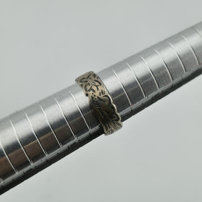 Sterling Silver Ring Unisex Abstract band  Scroll Etched Artisan 925 Size 6.5