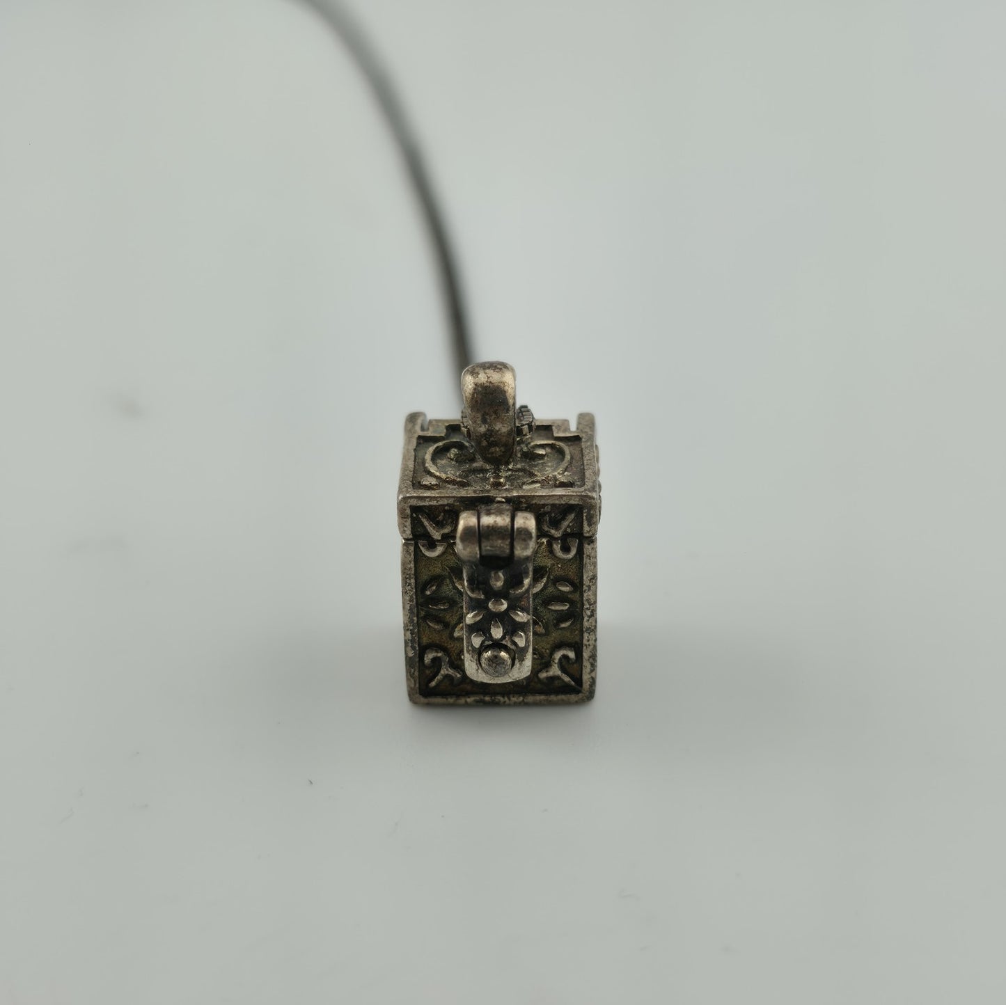 Vintage Sterling Silver Prayer Box Charm Pendant Cross Christian 925 16" Necklac
