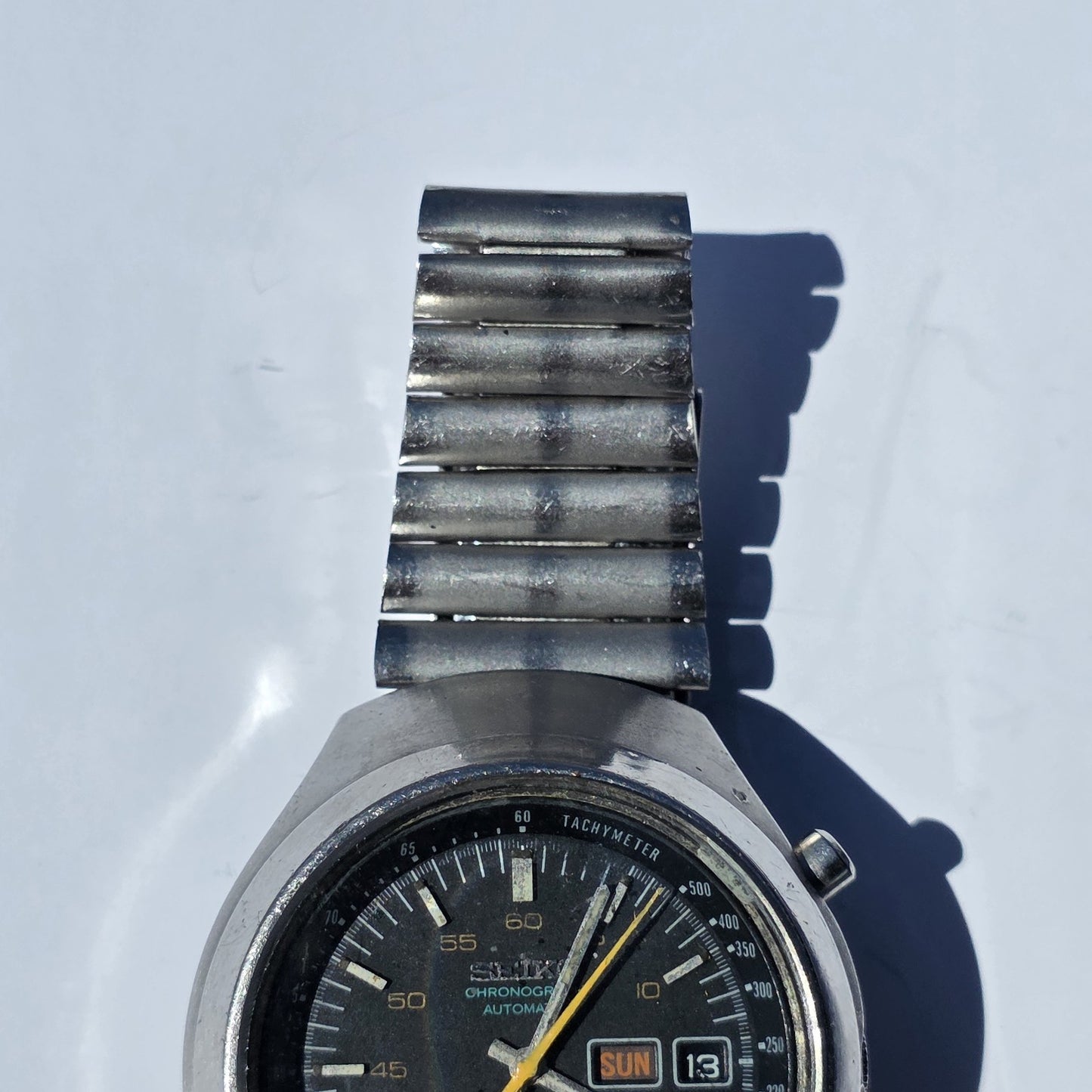 Seiko Helmet 6139-7101 Automatic Watch Chronograph 42mm Rare 1970's Vintage Work