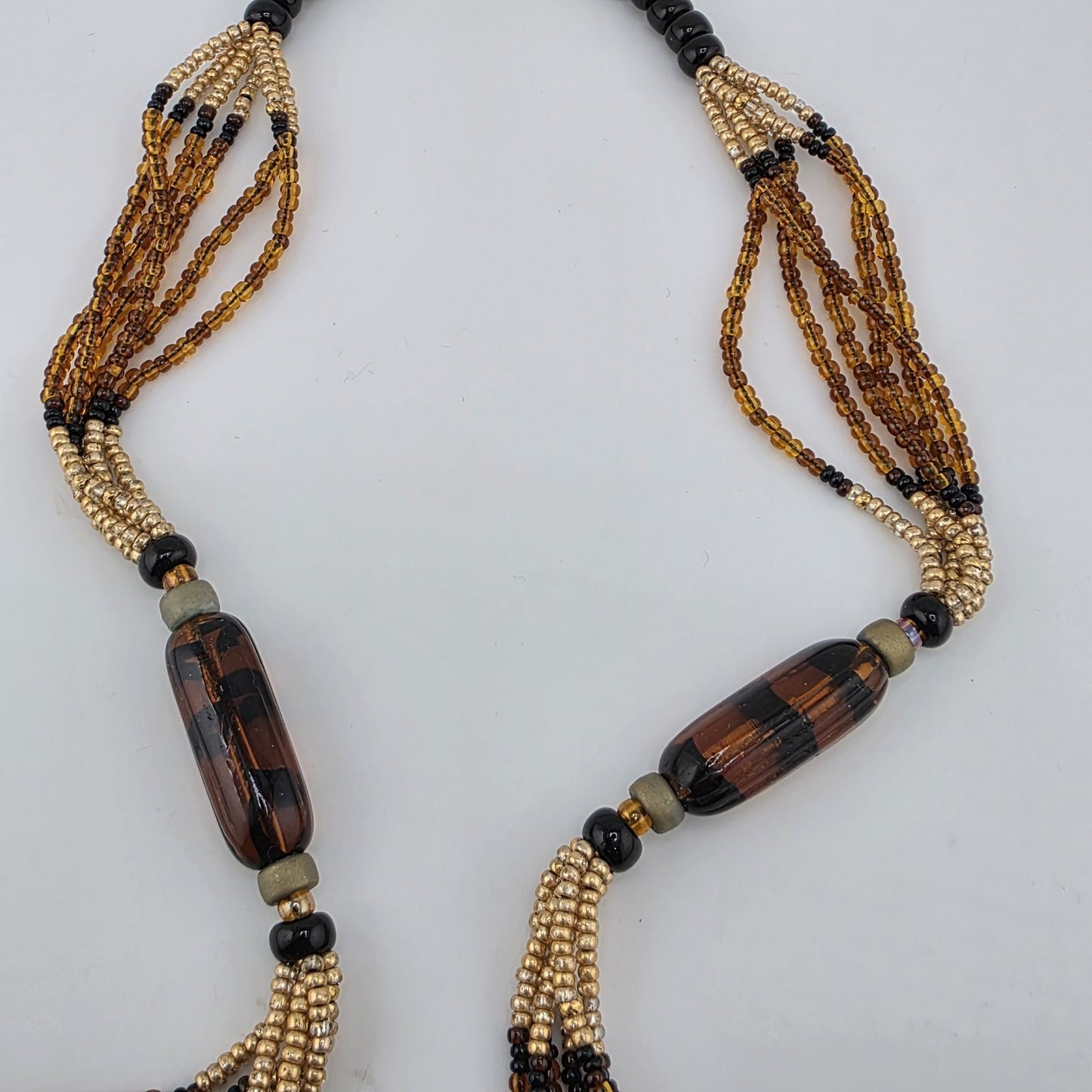 Necklace Glass Plastic Beaded Gold Filled Lobster Clasp 28in Vintage