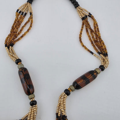 Necklace Glass Plastic Beaded Gold Filled Lobster Clasp 28in Vintage