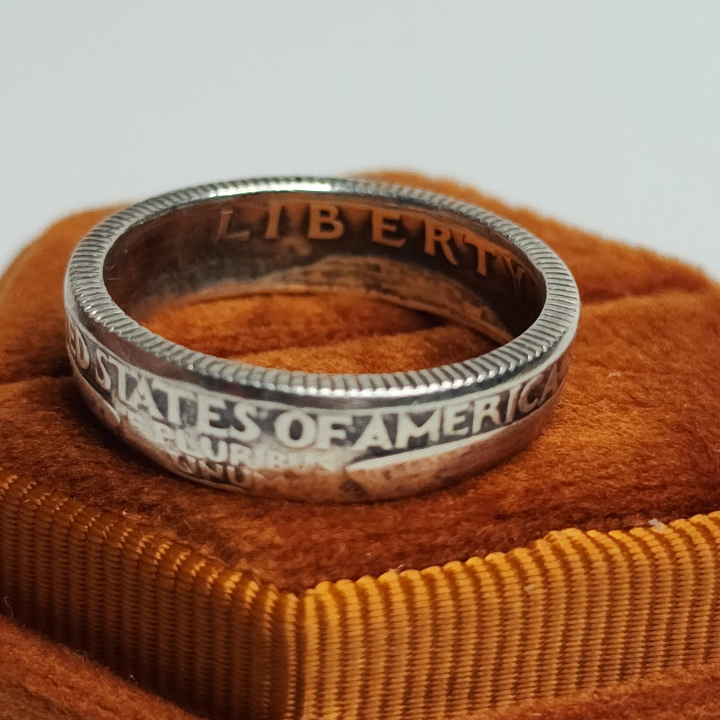 1964 Quarter Dollar Coin Ring Size 8 90% Silver Handmade Ring Tested USA Vintage