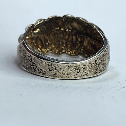 925 Sterling Silver Ring Fluted Dome Band  Size 7 Aged Patina Vintage