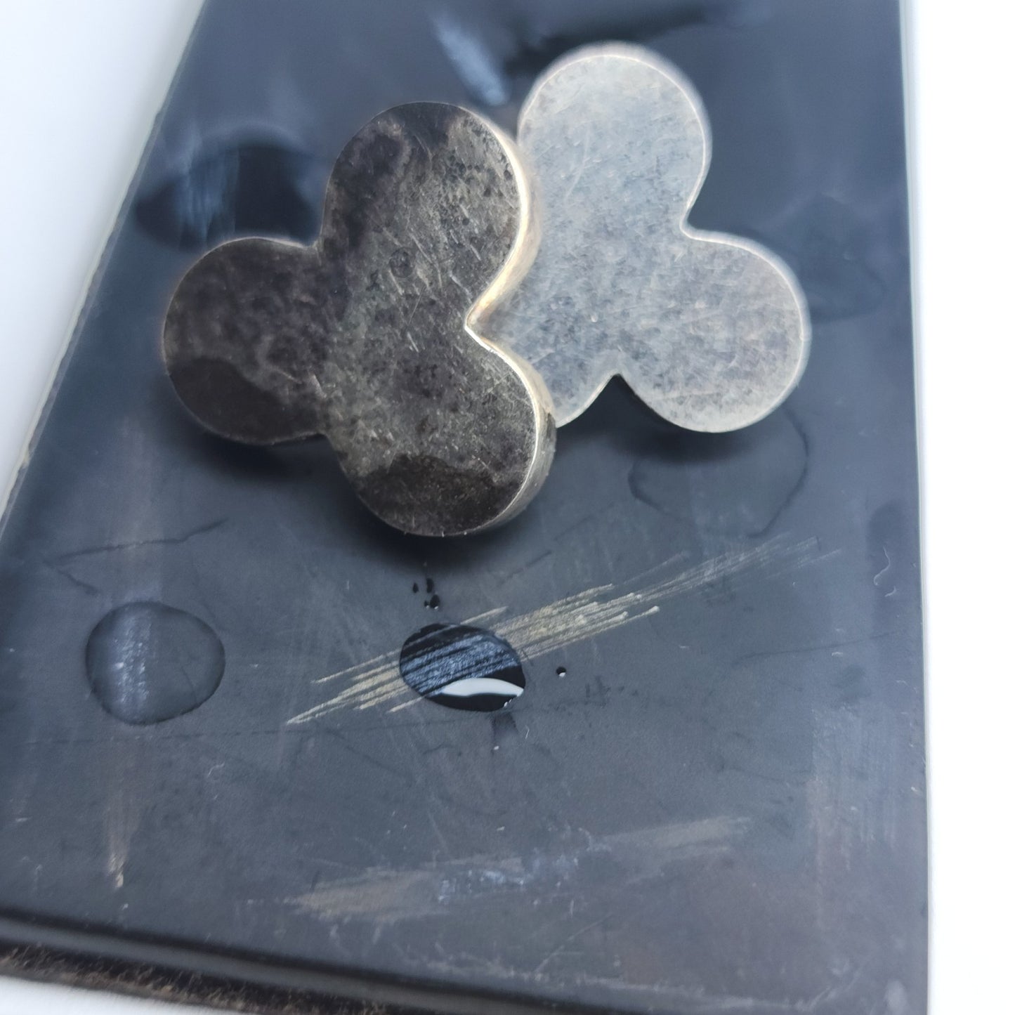 925 Sterling Silver Earrings Studs Clover Hollow tested Vintage