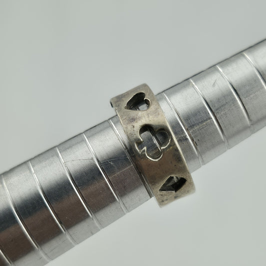 925 Sterling Silver Ring Ace of Spades Hearts Diamonds poker Casino Openwork