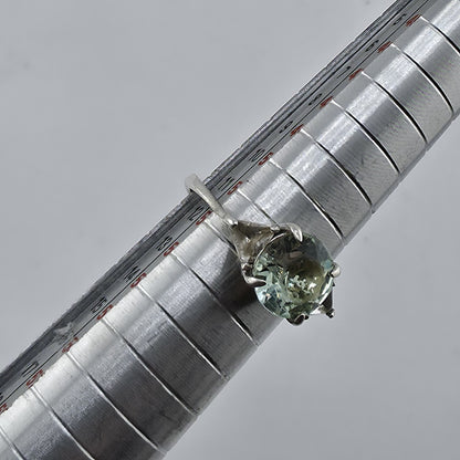 Sterling Silver Ring Blue-Green Stone with Clear Accents Filigree 925 Size 6
