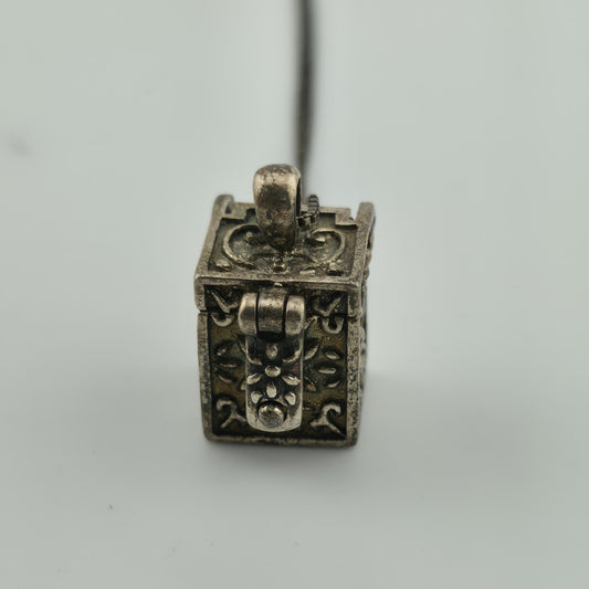 Vintage Sterling Silver Prayer Box Charm Pendant Cross Christian 925 16" Necklac