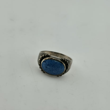 Sterling Silver Ring Oval Turquoise Size 8.76 Vintage