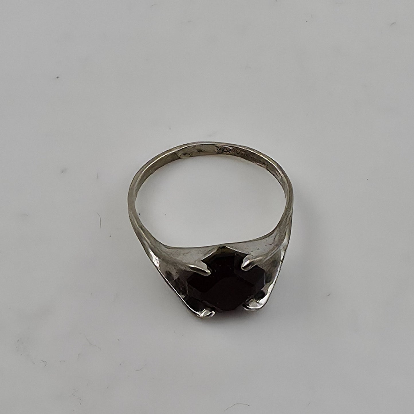 ESPO Red Art Glass Sterling Silver Ring 5.25 Antique Designer