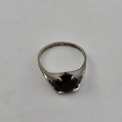 ESPO Red Art Glass Sterling Silver Ring 5.25 Antique Designer