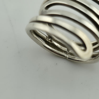 MAZE Ring Sterling Silver Bold MODERN Abstract Loop Wide Art Deco 925 Size 8