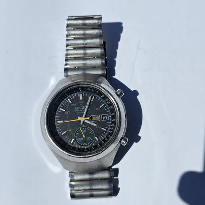 Seiko Helmet 6139-7101 Automatic Watch Chronograph 42mm Rare 1970's Vintage Work