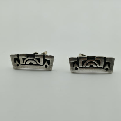 STERLING SILVER Earring ARTISAN MODERNIST Tribal Abstract Vintage Geometric